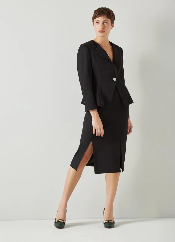 LK Bennett Sky Black Lenzing Ecovero Viscose Blend Crepe Jacket Women Coats and Jackets