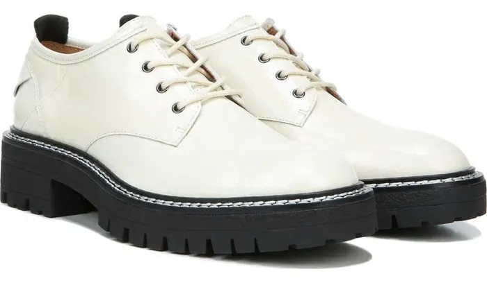Loafers Women Franco Sarto Sarto Florita Platform Oxford Bianco Leather