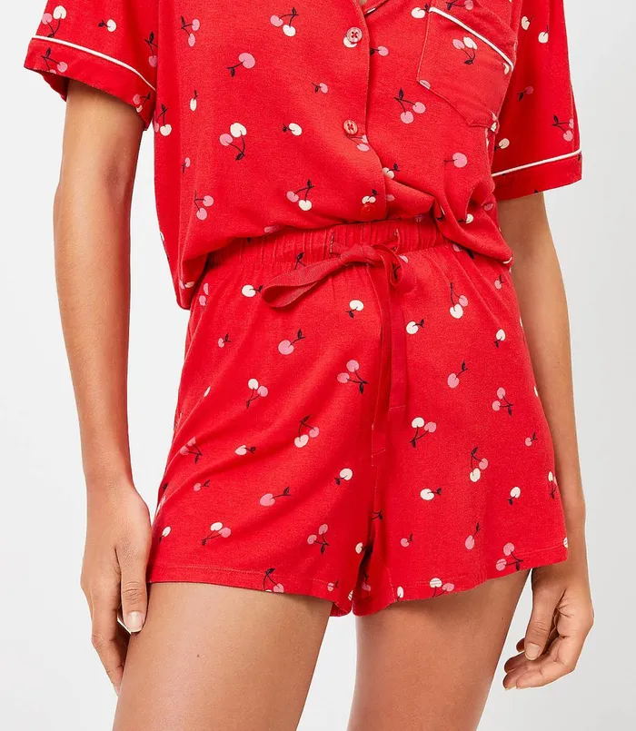 LOFT Cherry Pajama Shorts Fearless Red Women Sleepwear