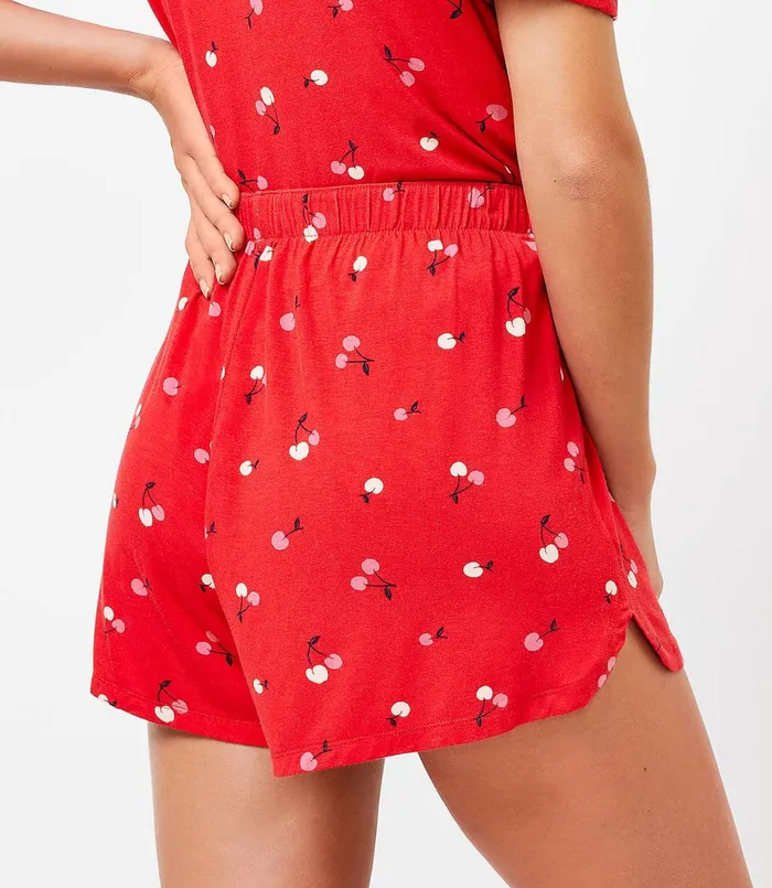 LOFT Cherry Pajama Shorts Fearless Red Women Sleepwear