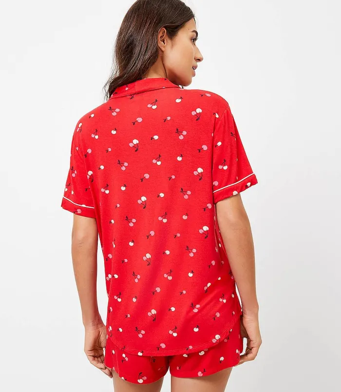 LOFT Cherry Pajama Top Fearless Red Women Sleepwear