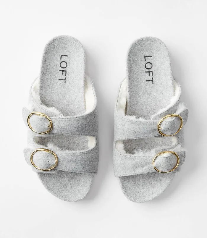 LOFT Faux Fur Lined Buckle Indoor and Outdoor Slippers Vintage Blush Women Shoes LOFT Faux Fur Lined Buckle Indoor and Outdoor Slippers Vintage Blush Women Shoes