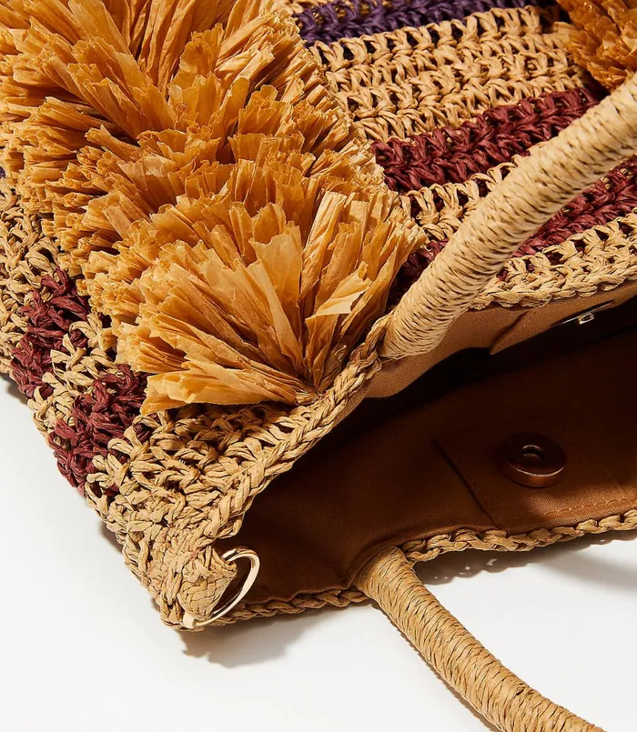 LOFT Fringe Straw Crossbody Bag Black Women Bags and Small Accessories