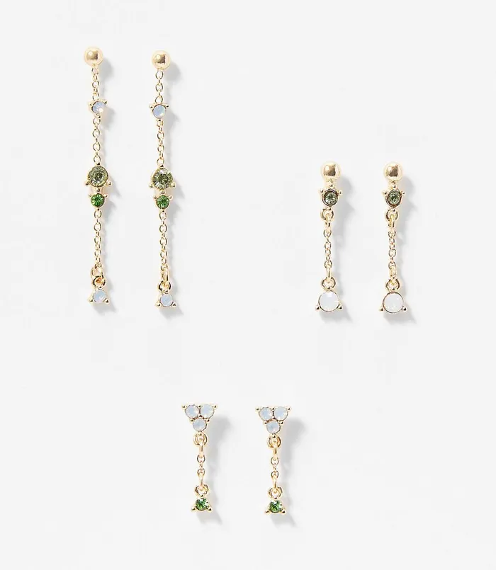 LOFT Gem Drop Earring Set Gold Women Jewelry