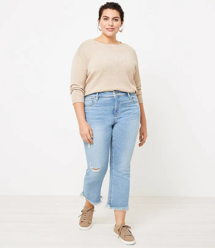 LOFT High Rise Flare Crop Jeans In Light Indigo Wash Light Indigo Wash Women Jeans LOFT High Rise Flare Crop Jeans In Light Indigo Wash Light Indigo Wash Women Jeans
