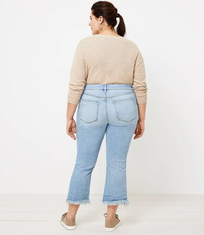 LOFT High Rise Flare Crop Jeans In Light Indigo Wash Light Indigo Wash Women Jeans
