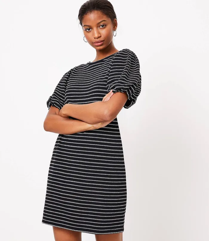LOFT LOFT Beach Puff Sleeve Dress Black Women Swim and Beach