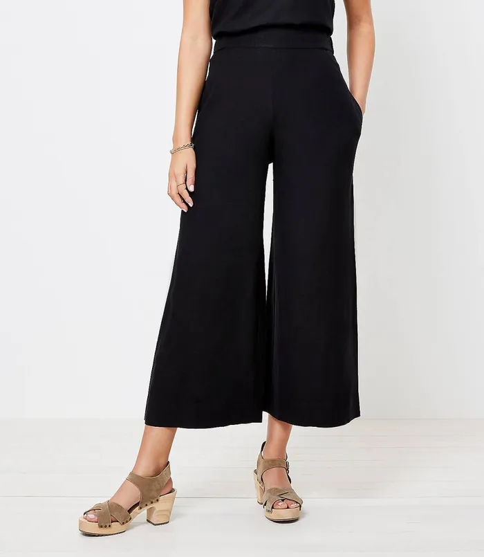LOFT LOFT Beach Wide Leg Pants Black Women Swim and Beach