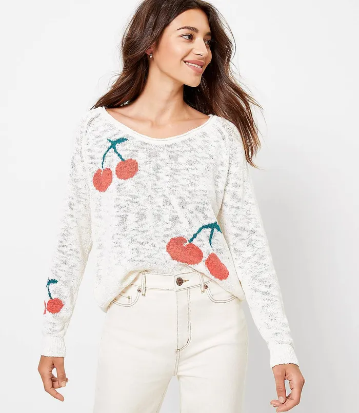 LOFT Lou and Grey Cherry Sweater Whisper White Women Sweaters