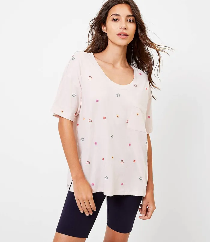 LOFT Lou and Grey Spring Fling Softserve Pocket Tee Pink Dune Women Loungewear LOFT Lou and Grey Spring Fling Softserve Pocket Tee Pink Dune Women Loungewear