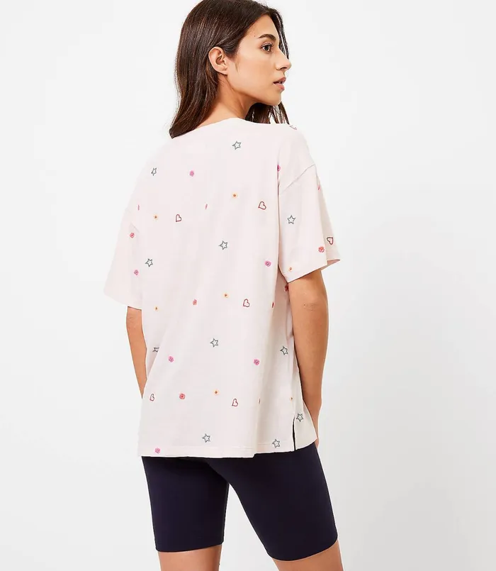 LOFT Lou and Grey Spring Fling Softserve Pocket Tee Pink Dune Women Loungewear