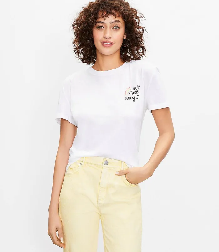 LOFT Love All Ways Pride Tee White Women Tops