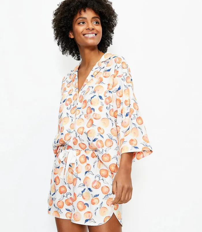 LOFT Peach Pajama Shorts Coral Sunshine Women Sleepwear