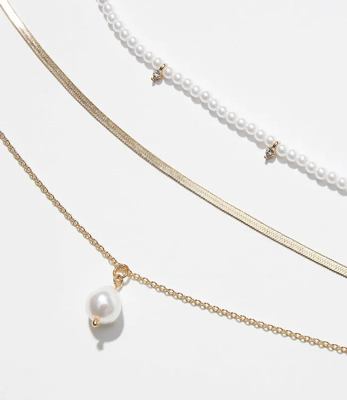 LOFT Pearlized Layered Necklace Gold Women Jewelry