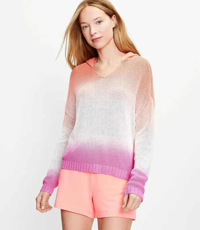 LOFT Petite Lou and Grey Dip Dye Hoodie Sweater Lilac Punch Women Petite Sweaters