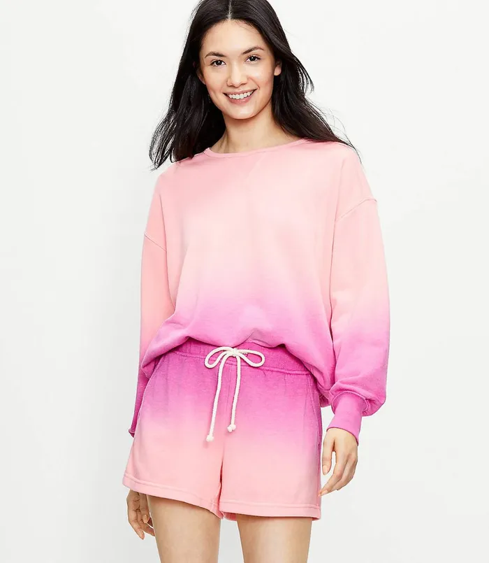 LOFT Petite Lou and Grey Dip Dye Terry Sweatshirt Lilac Punch Women Petite Tops