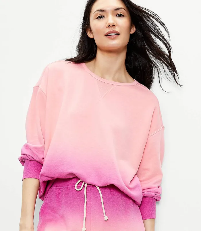 LOFT Petite Lou and Grey Dip Dye Terry Sweatshirt Lilac Punch Women Petite Tops