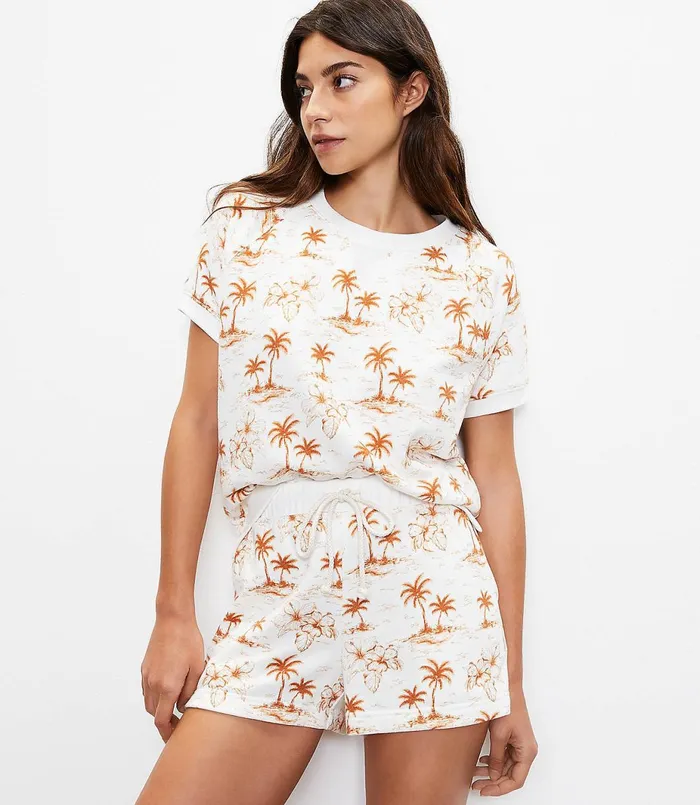 LOFT Petite Lou and Grey Palm Island Cozy Cotton Terry Shorts Whisper White Women Petite Shorts