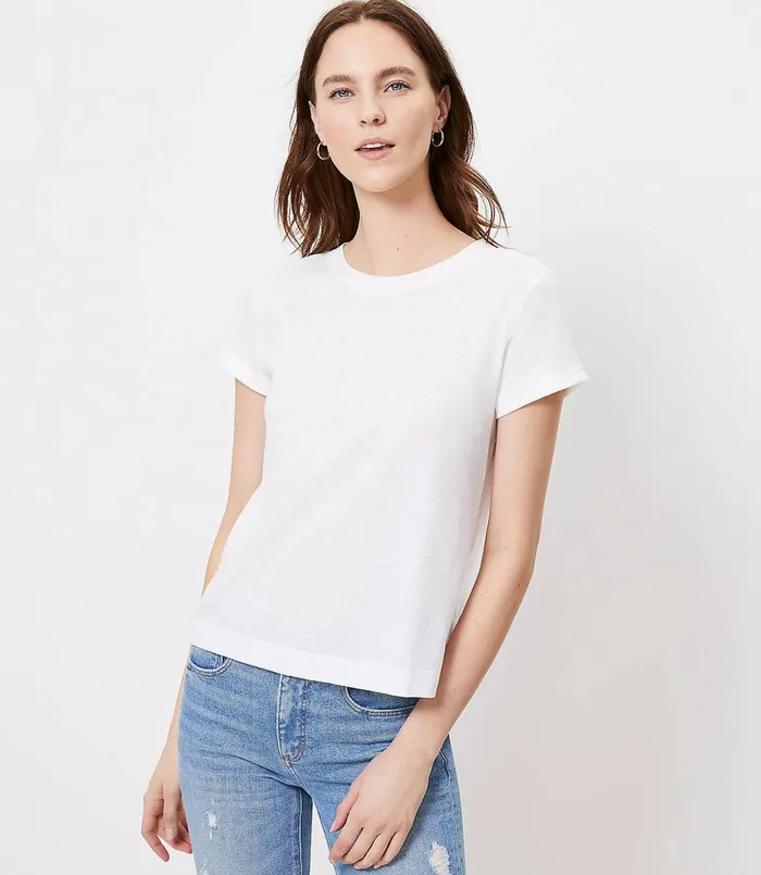 LOFT Petite New Crew Tee White Women Petite Tops