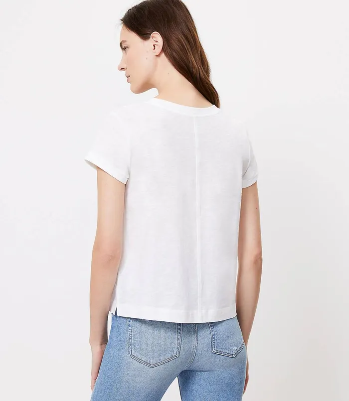 LOFT Petite New Crew Tee White Women Petite Tops
