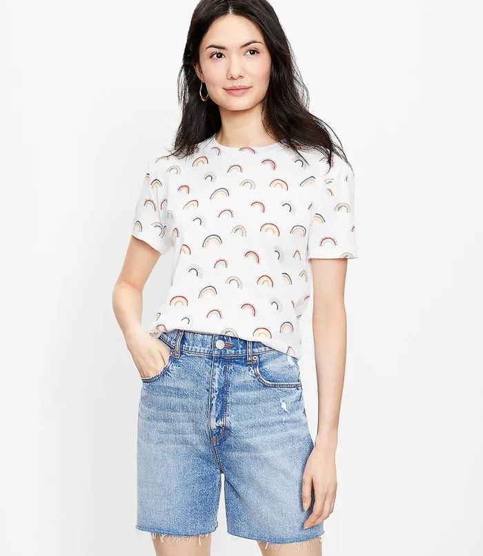 LOFT Rainbow Pride Tee Whisper White Women Tees