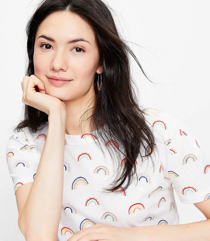 LOFT Rainbow Pride Tee Whisper White Women Tees