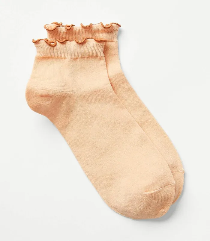 LOFT Ruffle Ankle Socks Grapefruit Fizz Women Socks