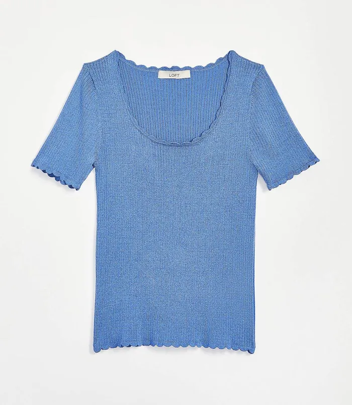 LOFT Scalloped Sweater Tee Women Sweaters