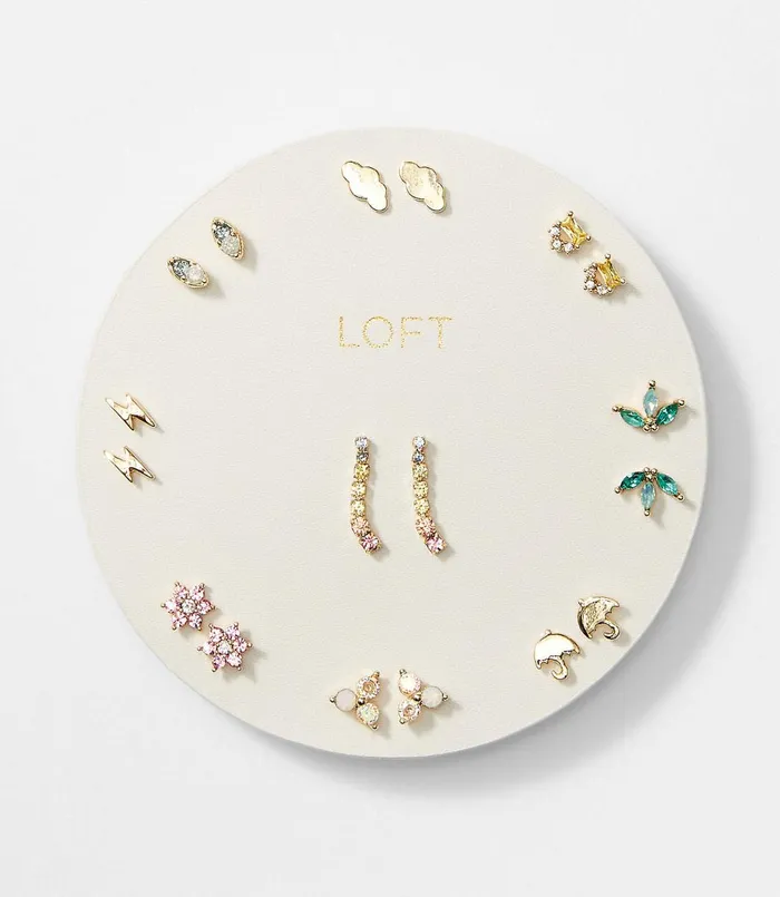 LOFT Starburst Stud Earring Set Gold Women Jewelry