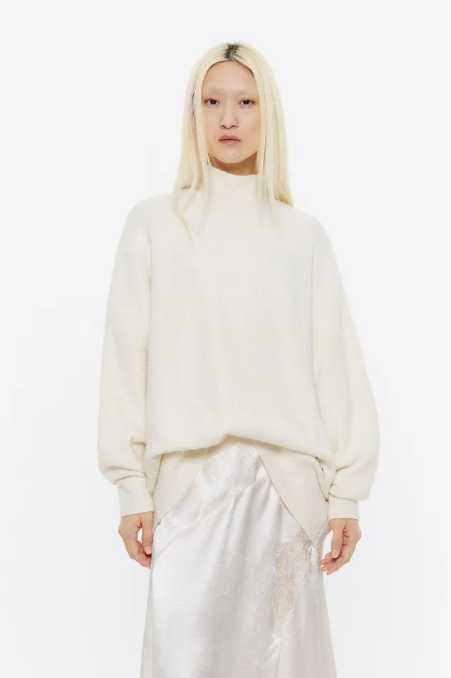 Long Ivory Cotton Sweater Ivory Women Bimba Y Lola Knitwear