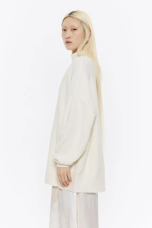 Long Ivory Cotton Sweater Ivory Women Bimba Y Lola Knitwear Long Ivory Cotton Sweater Ivory Women Bimba Y Lola Knitwear