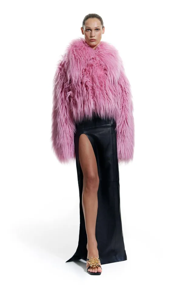 Long Oversize Pink Fur Coat Pink Women Bimba Y Lola Bimba Y Palomo