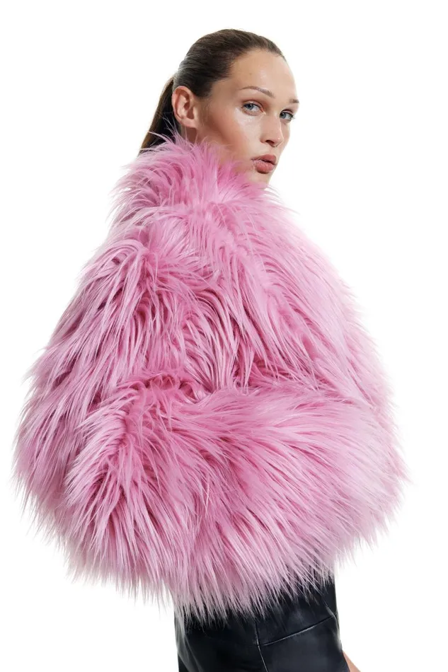 Long Oversize Pink Fur Coat Pink Women Bimba Y Lola Bimba Y Palomo Long Oversize Pink Fur Coat Pink Women Bimba Y Lola Bimba Y Palomo