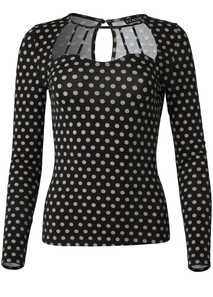 LONG SLEEVE STRAPPY TOP Black Multi Women VENUS Casual Tops