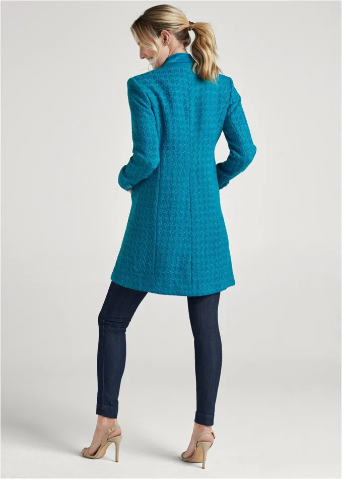 LONG TWEED COAT Turquoise Women VENUS Coats