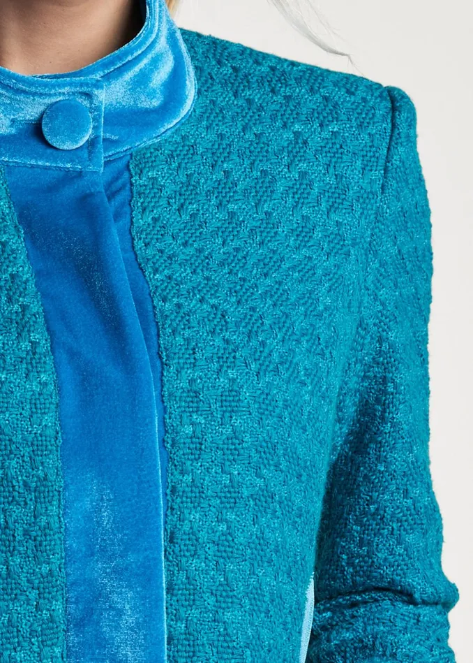 LONG TWEED COAT Turquoise Women VENUS Coats