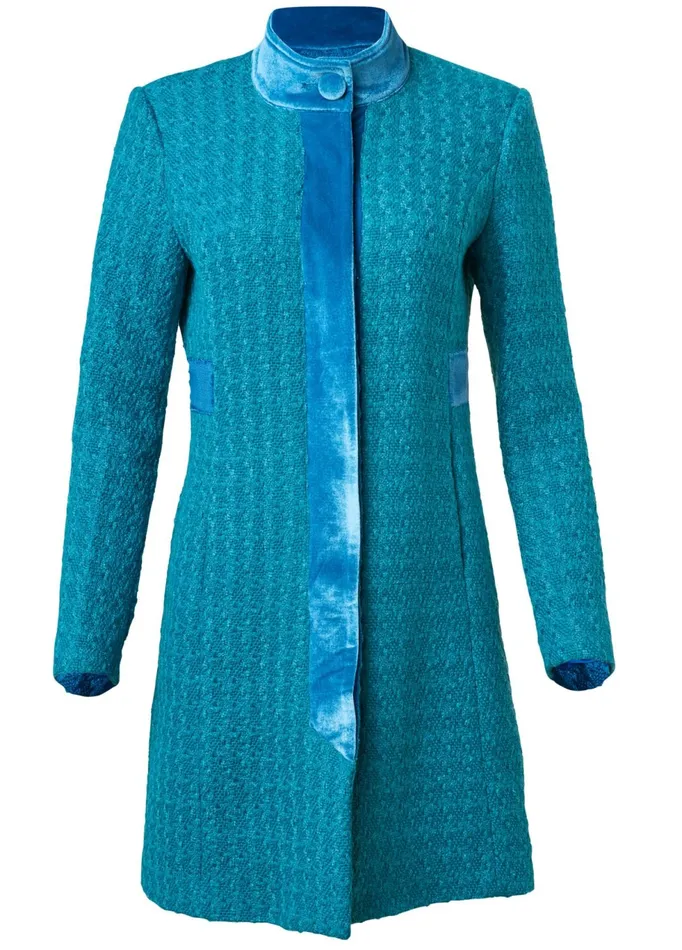 LONG TWEED COAT Turquoise Women VENUS Coats