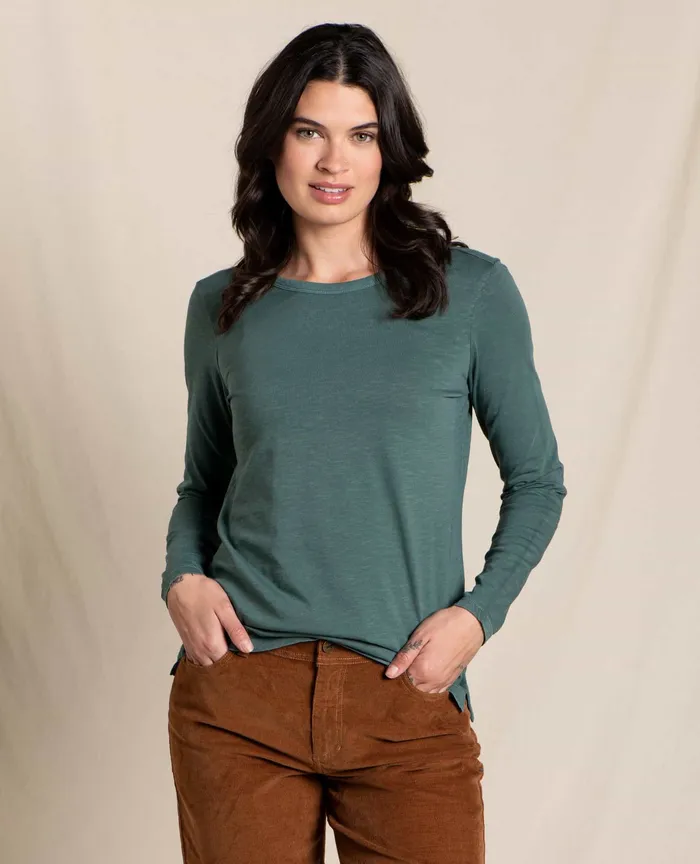 Loungewear and Sleep ToadandCo Women8217s Primo Long Sleeve Crew Silver Pine