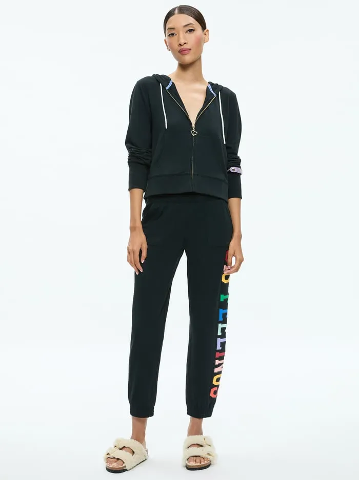 Loungewear Women Alice Olivia Big Feelings Eloise Zip Up Hoodie Black