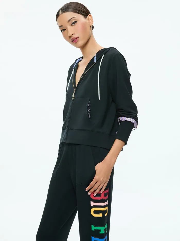 Loungewear Women Alice Olivia Big Feelings Eloise Zip Up Hoodie Black