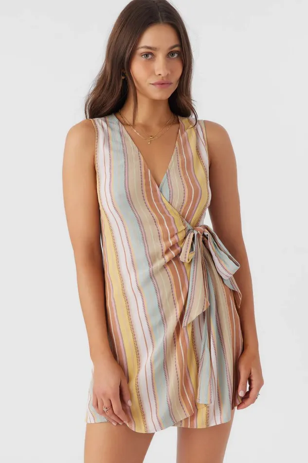 MAIZIE STRIPE WRAP MINI DRESS Multi Clr Women O039NEILL Clothing