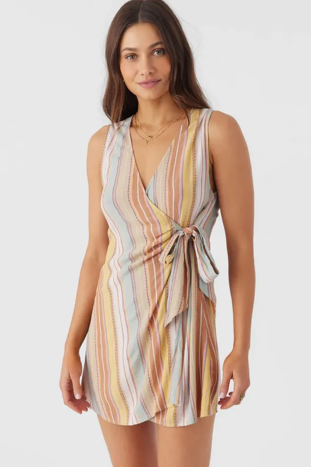 MAIZIE STRIPE WRAP MINI DRESS Multi Clr Women O039NEILL Clothing