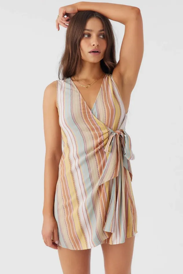 MAIZIE STRIPE WRAP MINI DRESS Multi Clr Women O039NEILL Clothing