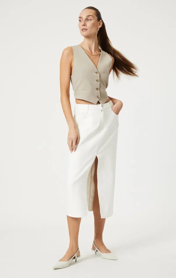 Marin Skirt In Off White Denim Women Mavi Jeans Dresses and Skirts Marin Skirt In Off White Denim Women Mavi Jeans Dresses and Skirts