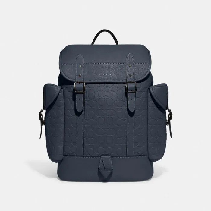 Men Backpacks Coach Hitch Backpack In Signature Leather Denim
