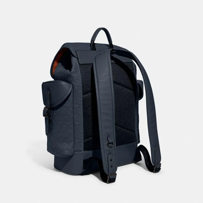 Men Backpacks Coach Hitch Backpack In Signature Leather Denim