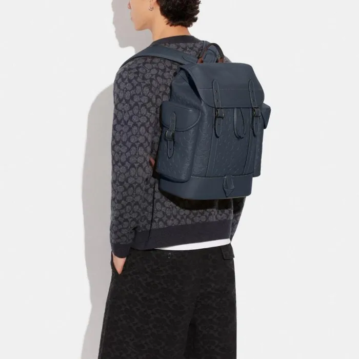 Men Backpacks Coach Hitch Backpack In Signature Leather Denim