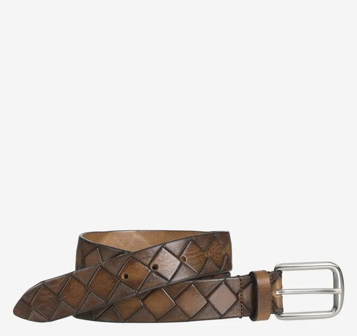 Men Basketweave Belt Tan JohnstonandMurphy Belts