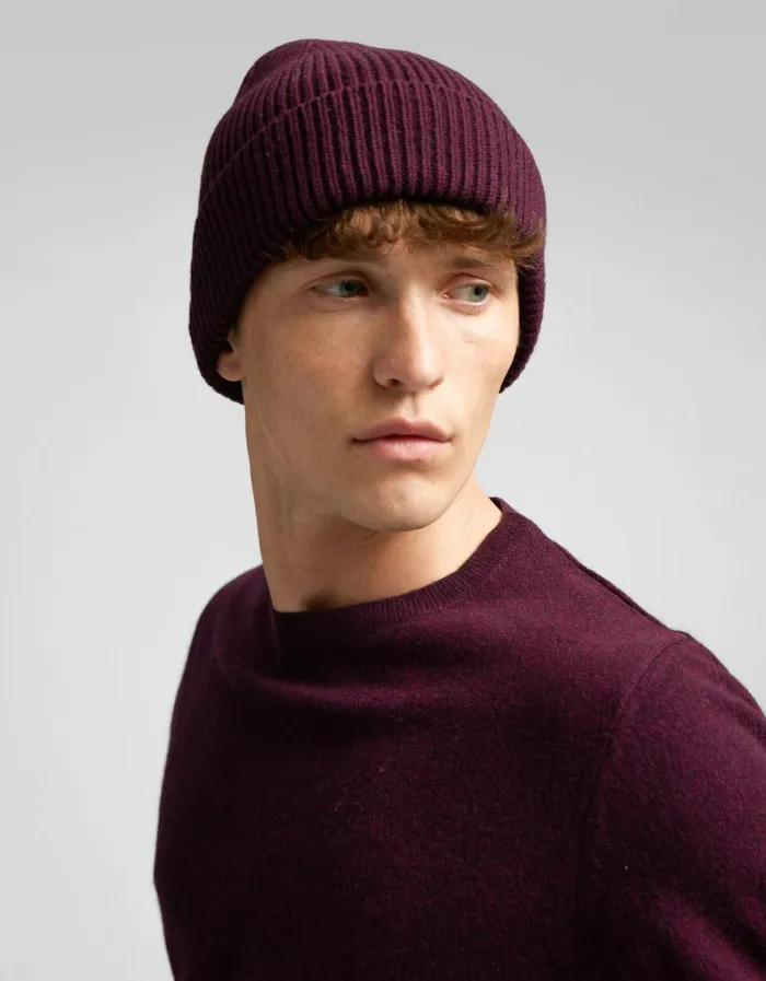 Men Beanies Colorful Standard Merino Wool Beanie Oxblood Red