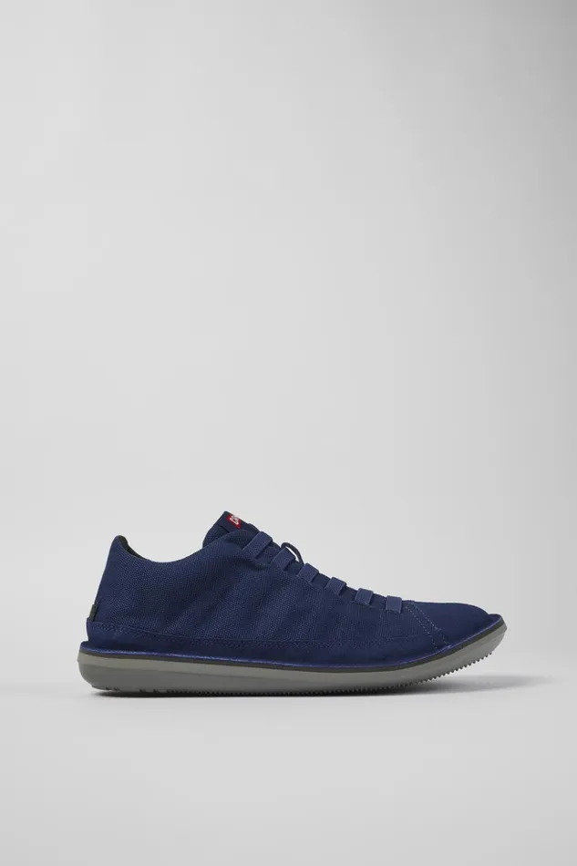 Men Beetle Blue TextileNubuck Basket Bootie Camper Ankle Boots Men Beetle Blue TextileNubuck Basket Bootie Camper Ankle Boots